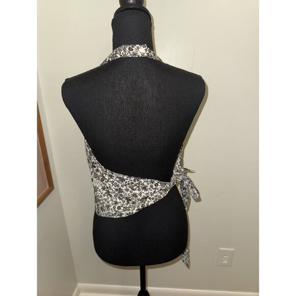 Ann Taylor Women’s Black White Floral Tank Side Tie wrap blouse Bohemian Size 6 - Picture 4 of 4